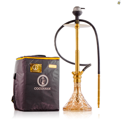 COCOYAYA King Series Spiral Hookah - Gold Stem / Gold Base with Fabric bag