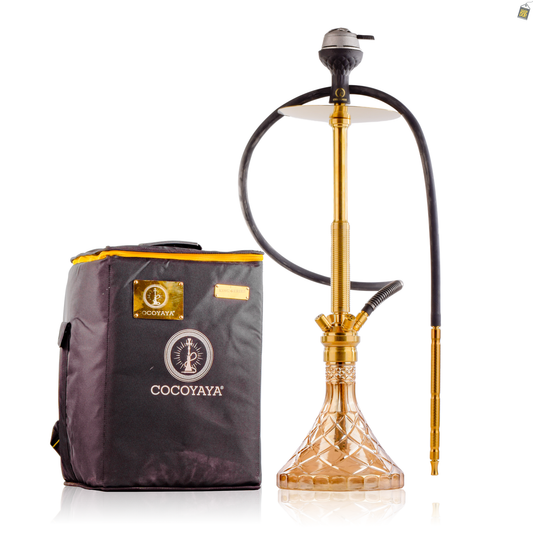 COCOYAYA King Series Spiral Hookah - Gold Stem / Gold Base with Fabric bag