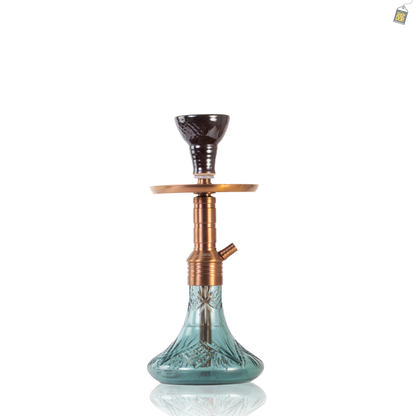 Noddy 007 Night Fire Hookah with Bag - Bronze Stem / Aqua Base