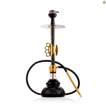 Knuckler Hookah - Golden Stem / Black Base with Black bag