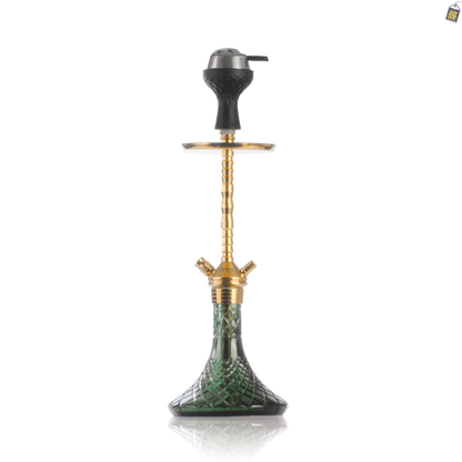 Fighter Ladder 2.0 Hookah - Gold Stem / Emerald Green Base