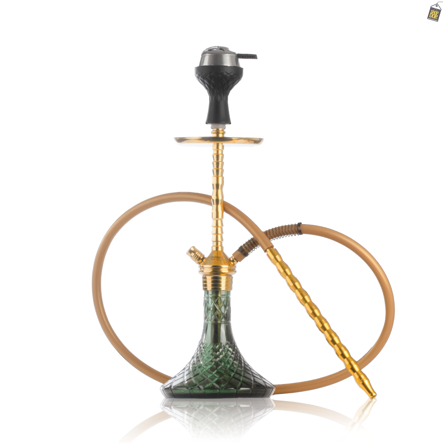 Fighter Ladder 2.0 Hookah - Gold Stem / Emerald Green Base