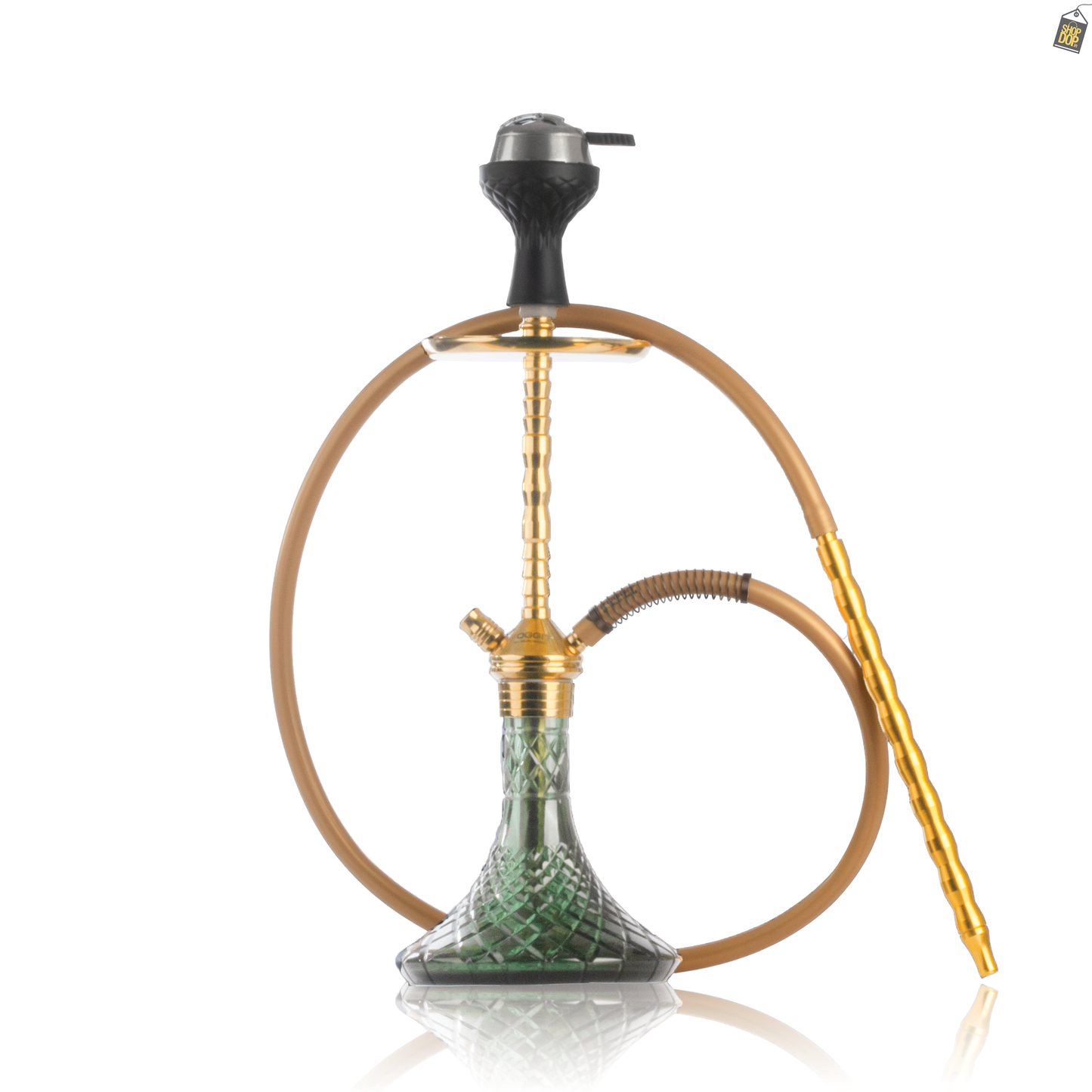 Fighter Ladder 2.0 Hookah - Gold Stem / Emerald Green Base