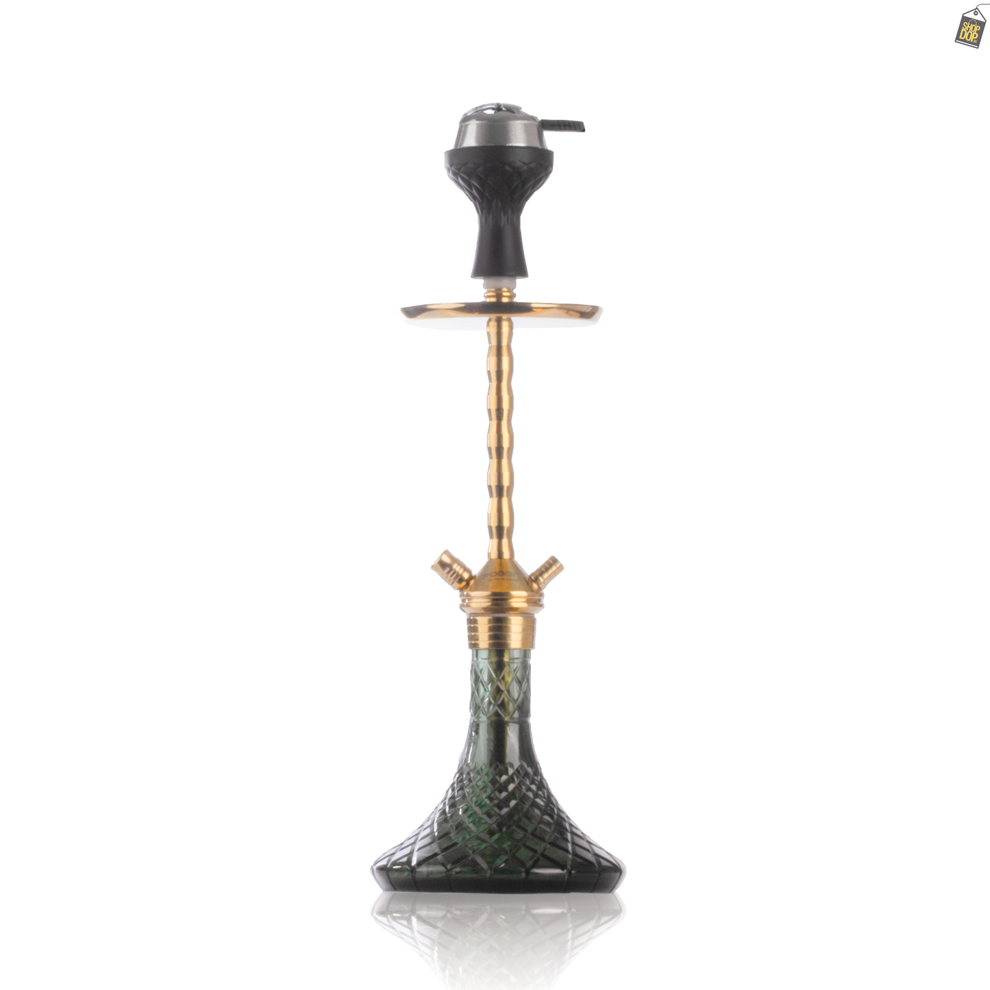 Fighter Ladder Hookah - Gold Stem / Emerald Green Base