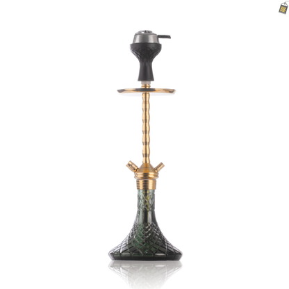 Fighter Ladder Hookah - Gold Stem / Emerald Green Base
