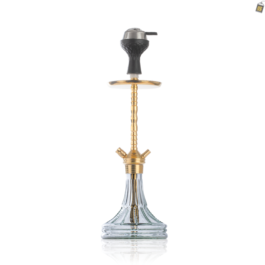 Fighter Ladder Hookah - Gold Stem / Transparent Asterisk Base