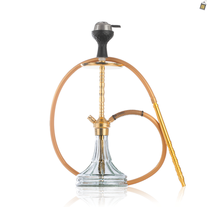 Fighter Ladder Hookah - Gold Stem / Transparent Asterisk Base