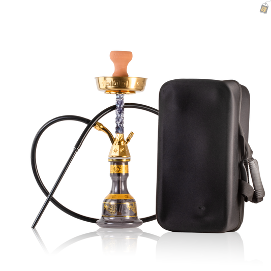 Ladder Khalil Gem Hookah - Gold Stem / Grey Base