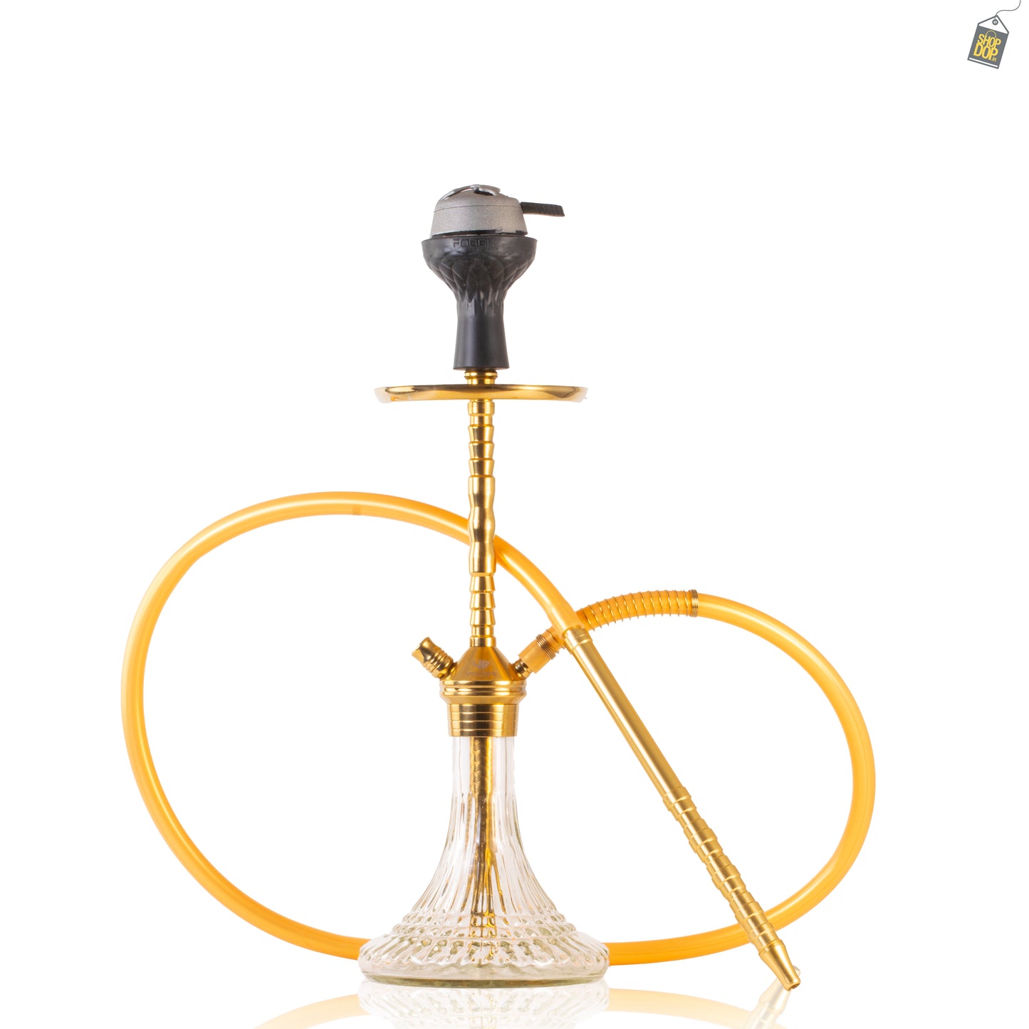 Fighter Ladder Hookah - Gold Stem / Transparent Line Base