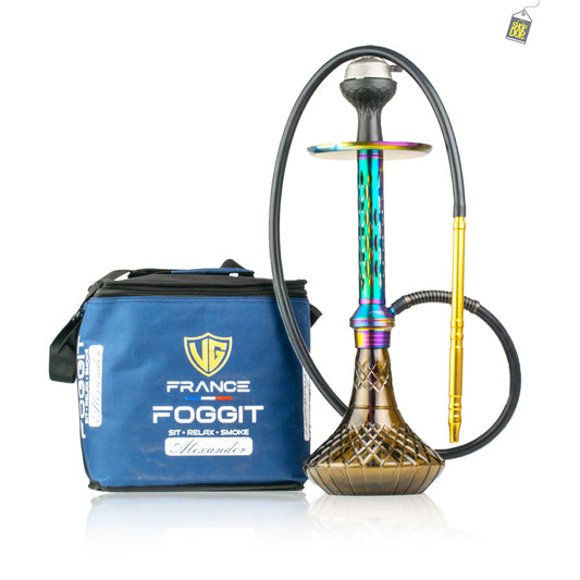 Alexander DIMD Hookah with Bag - Grey Base / Rainbow Stem