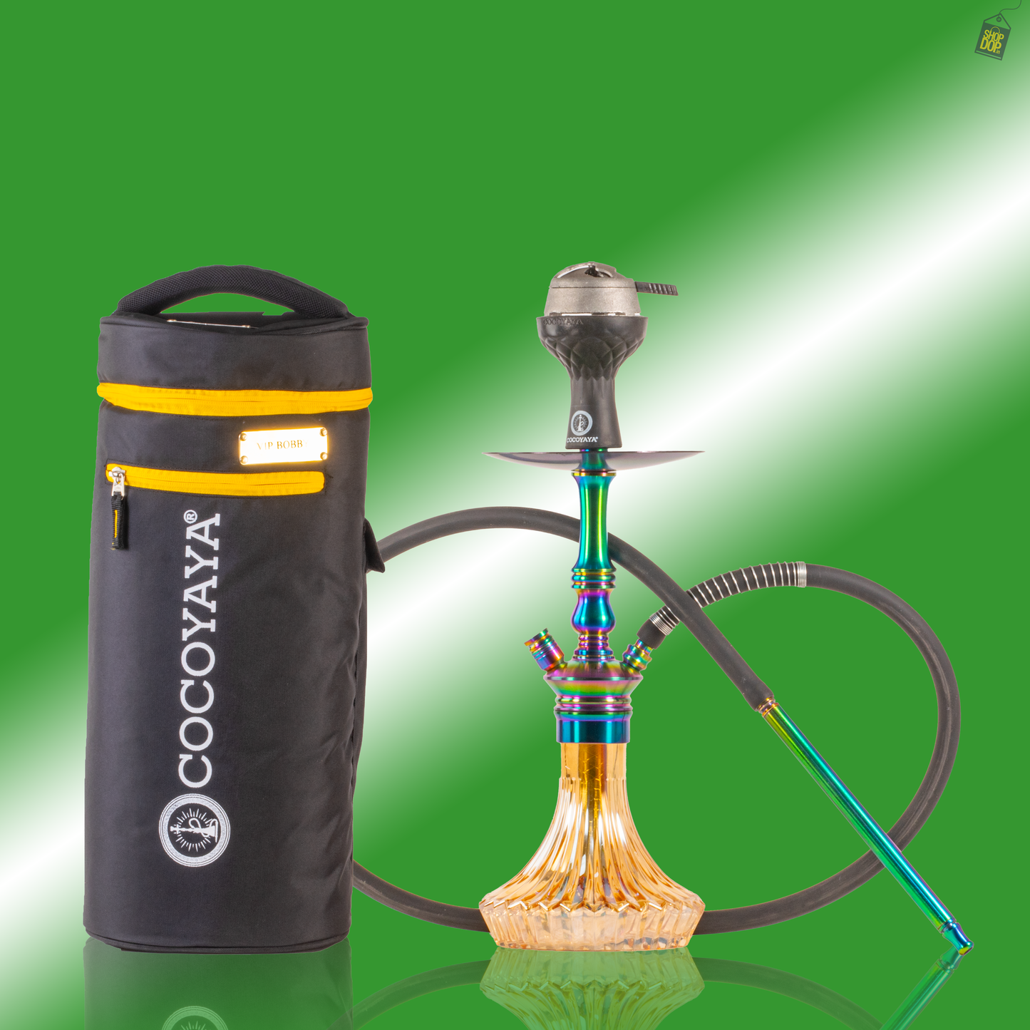 COCOYAYA Madrid Hookah with Bag - Rainbow Stem / Gold Base