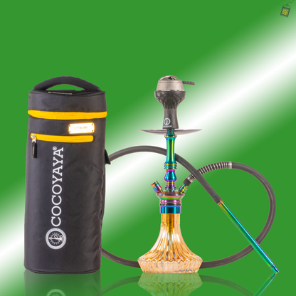 COCOYAYA Madrid Hookah with Bag - Rainbow Stem / Gold Base