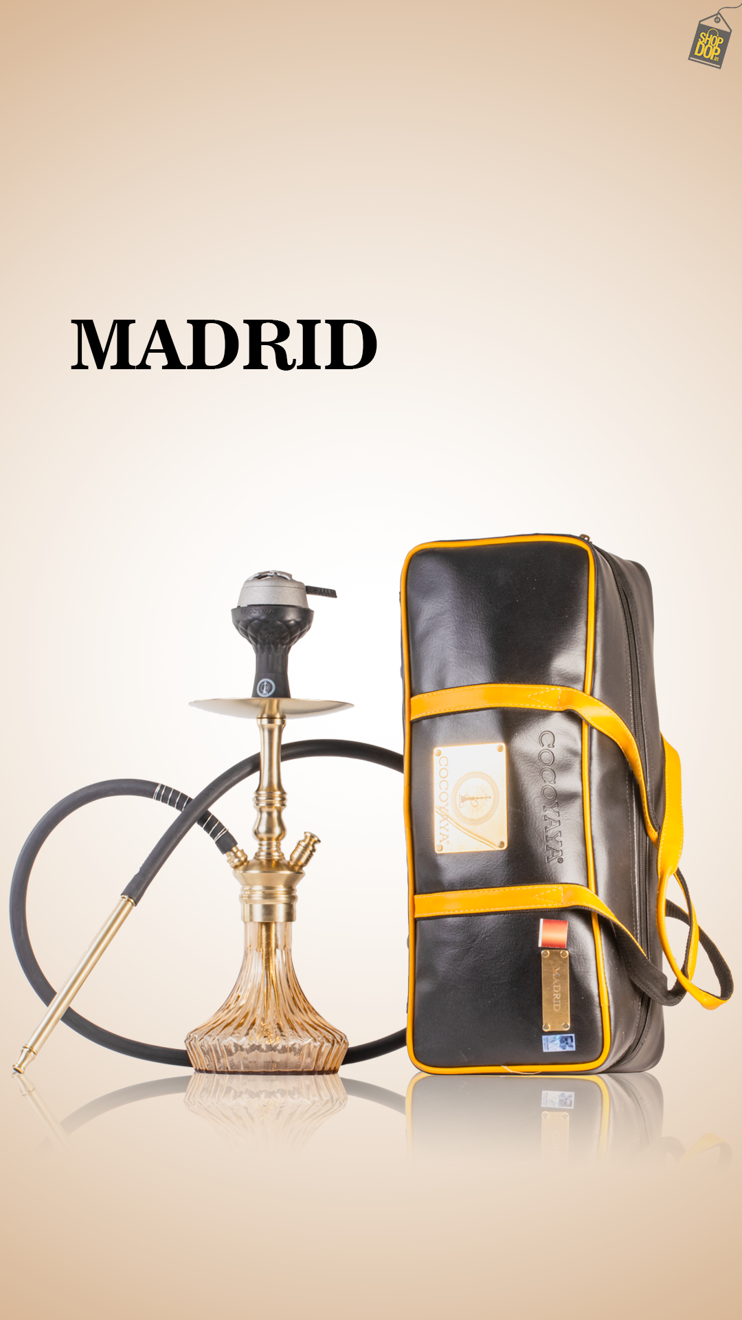 COCOYAYA Madrid Hookah with Bag - Gold Stem / Gold Base
