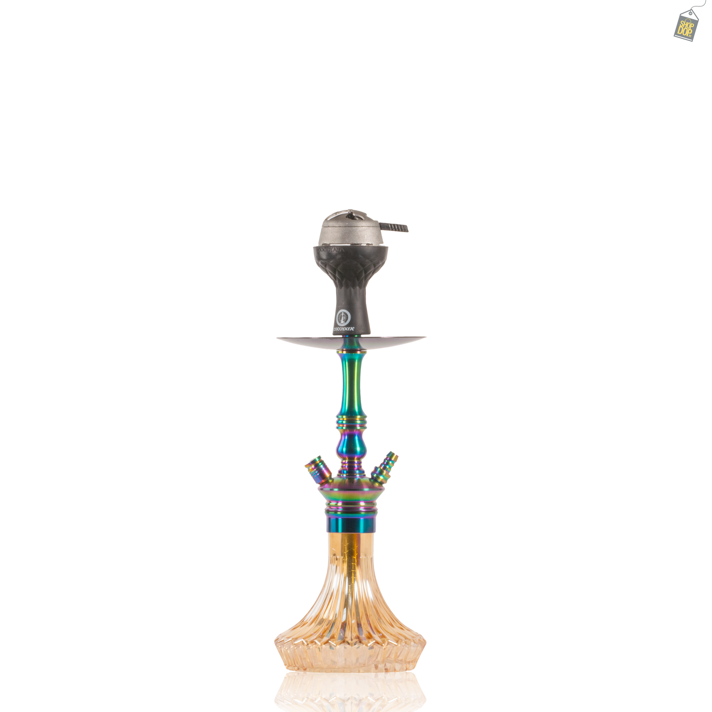 COCOYAYA Madrid Hookah with Bag - Rainbow Stem / Gold Base