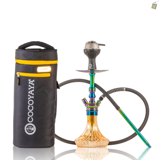 COCOYAYA Madrid Hookah with Bag - Rainbow Stem / Gold Base