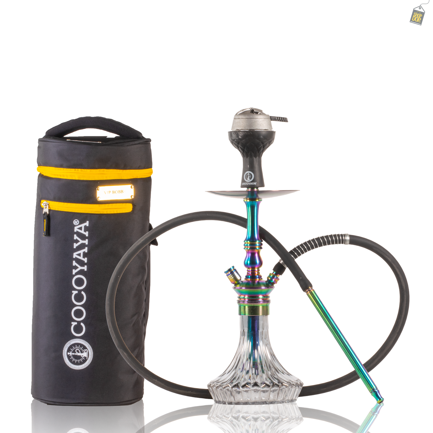 COCOYAYA Madrid Hookah with Bag - Rainbow Stem / Grey Base