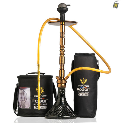 Sultan Maxima Hookah with 2 Bags - Black Base / Bronze Stem