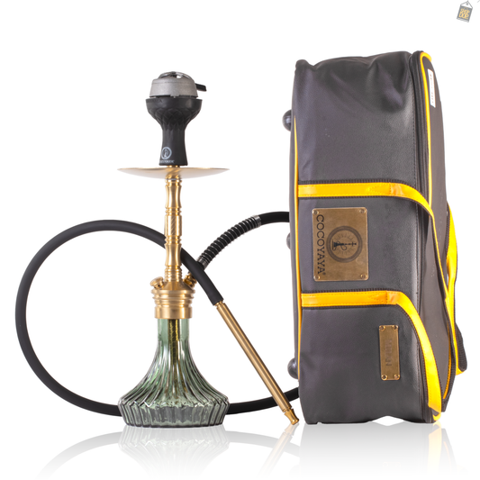 COCOYAYA Milan Hookah with Bag - Gold Stem / Green Base