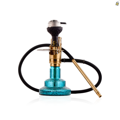 COCOYAYA Mini Ferro Savi Hookah with- Golden Stem / Ocean Green Base with Bag