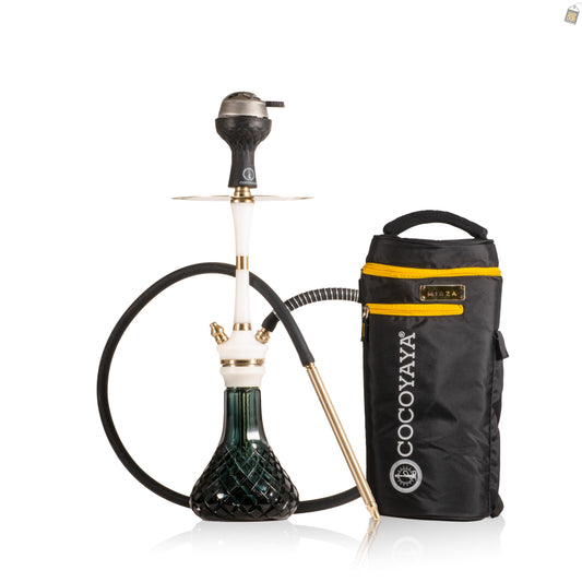 COCOYAYA Mirza Hookah with Bag - Gold Stem / Aqua Base
