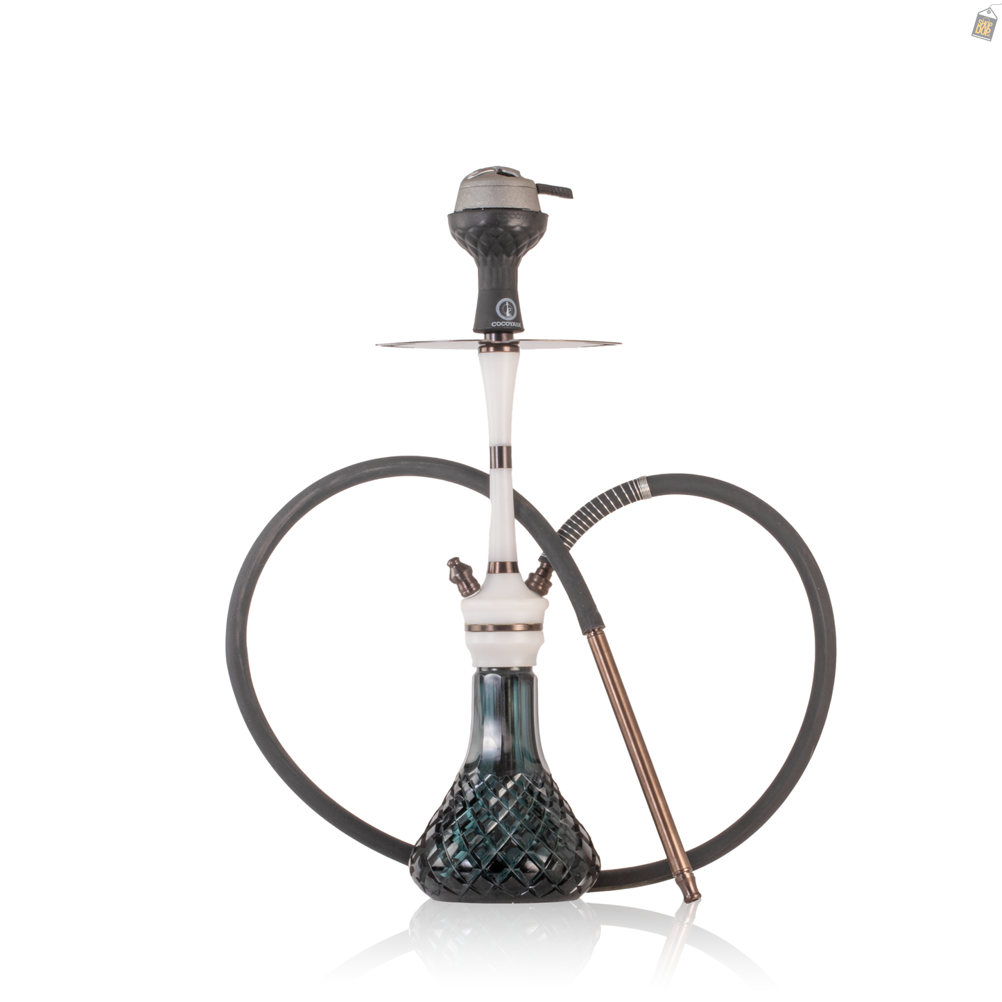 COCOYAYA Mirza Hookah with Bag - Bronze Stem / Emerald Green Base