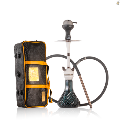 COCOYAYA Mirza Hookah with Bag - Bronze Stem / Emerald Green Base