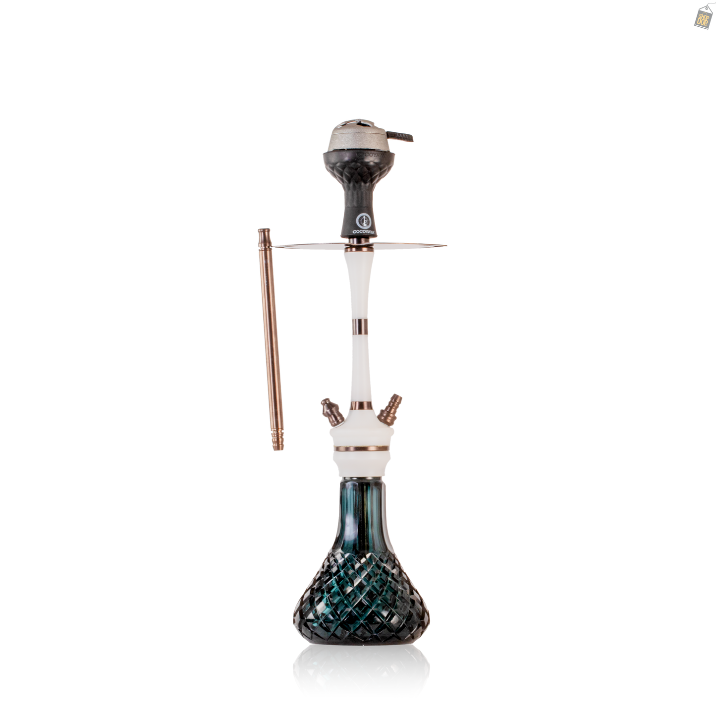 COCOYAYA Mirza Hookah with Bag - Bronze Stem / Emerald Green Base