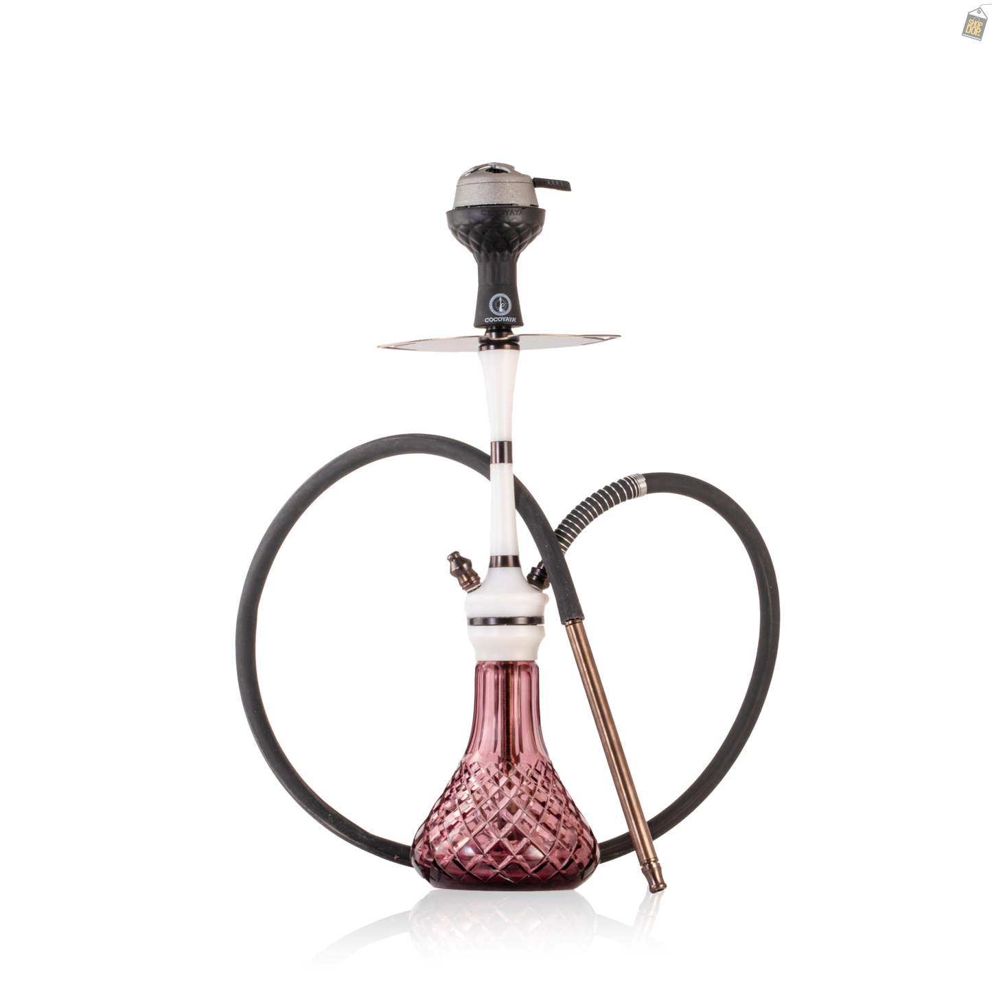 COCOYAYA Mirza Hookah with Bag - Bronze Stem / Purple Base