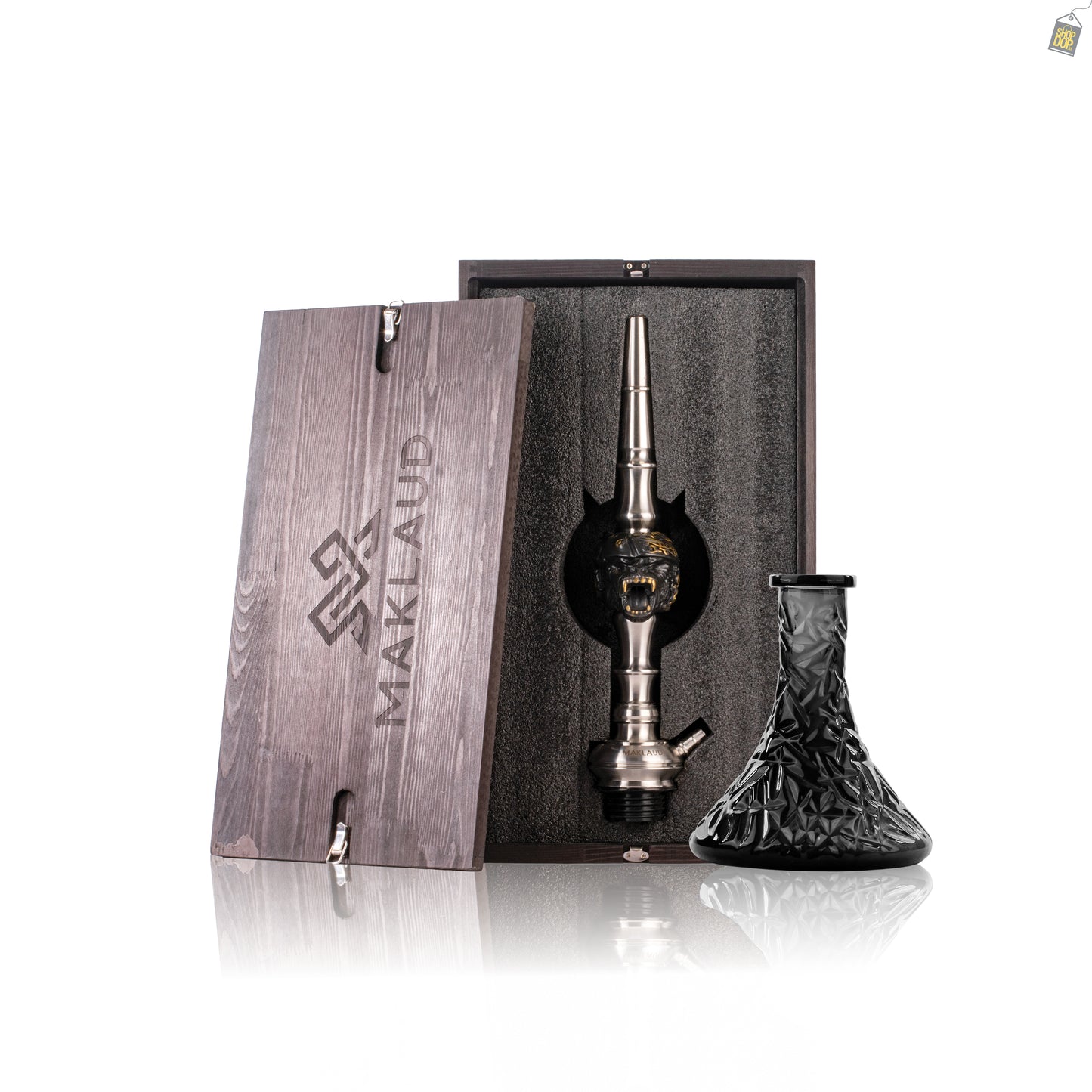 MKL Soldier Ape Hookah with Wooden Case- Silver