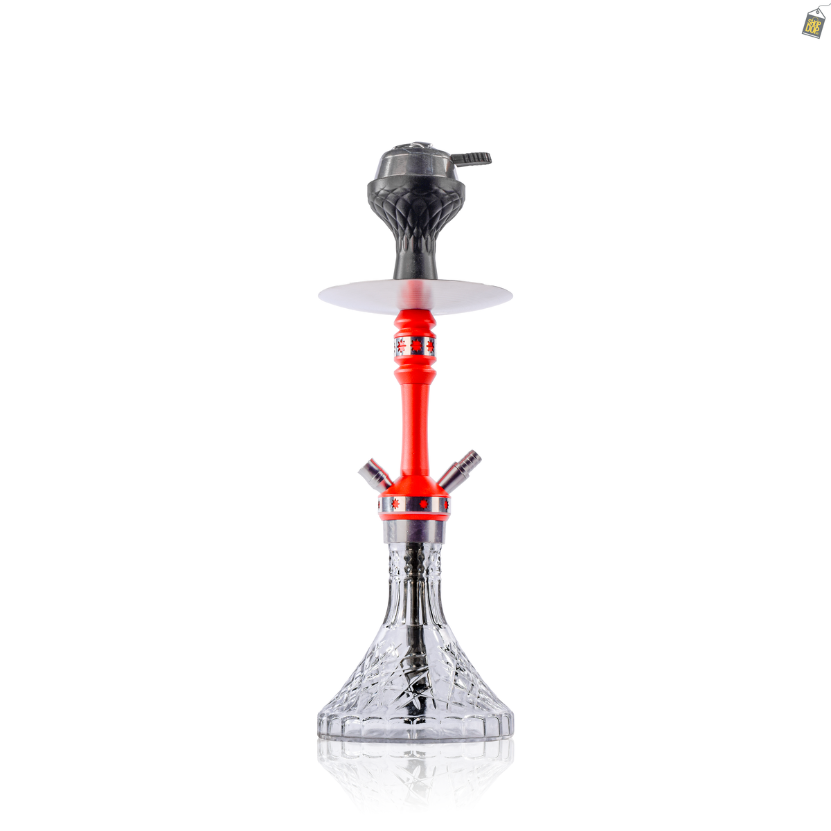 Monestry X Hookah - Red Stem / Transparent Glass Base