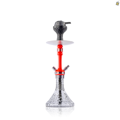 Monestry X Hookah - Red Stem / Transparent Glass Base