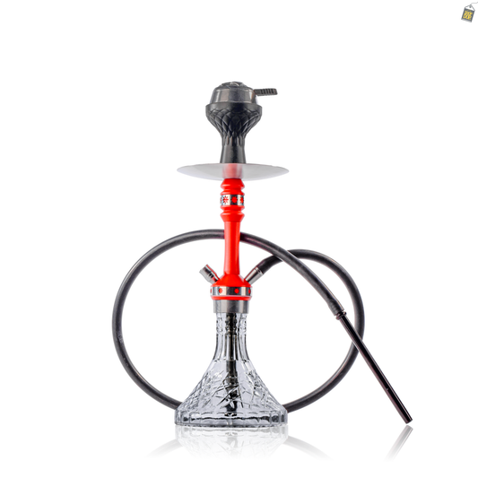 Monestry X Hookah - Red Stem / Transparent Glass Base