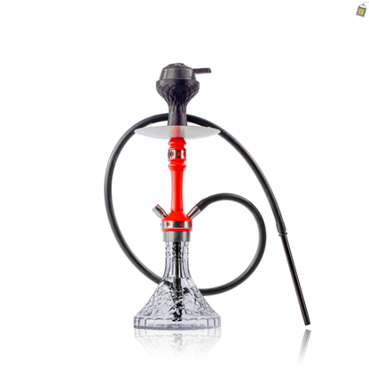 Monestry X Hookah - Red Stem / Transparent Glass Base