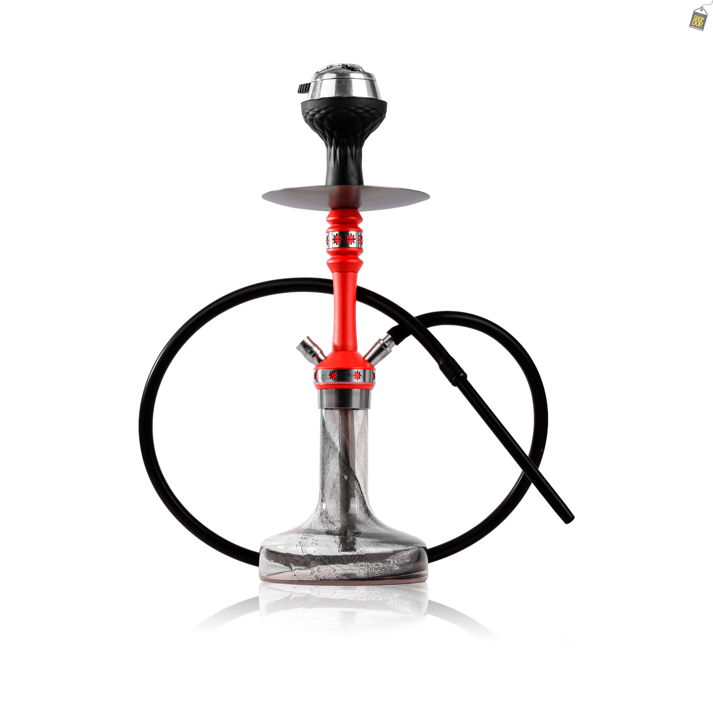 Monestry X Hookah - Red Stem / Transparent Glass Base