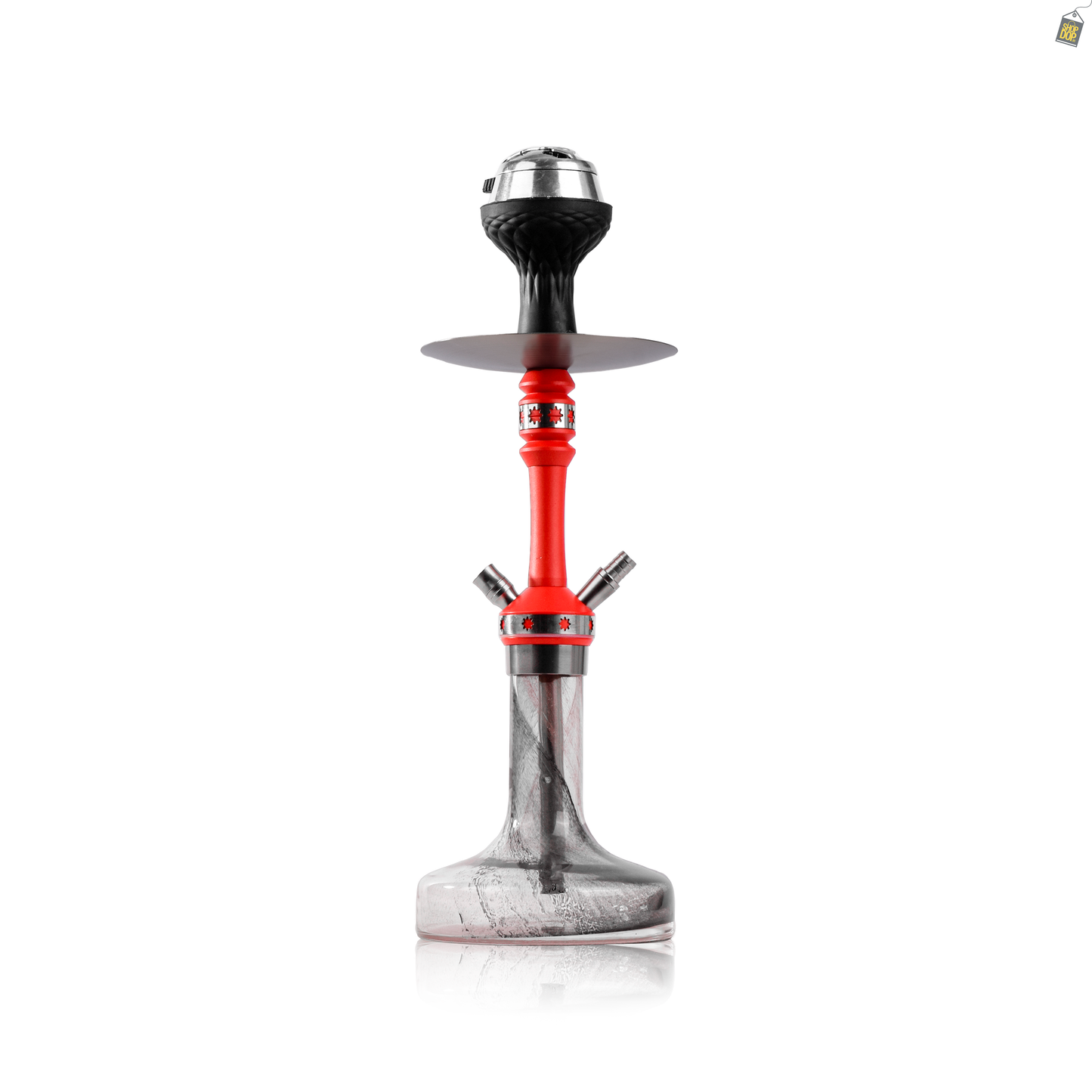 Monestry X Hookah - Red Stem / Transparent Glass Base