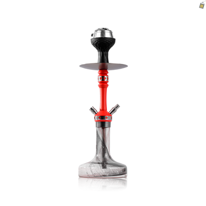 Monestry X Hookah - Red Stem / Transparent Glass Base