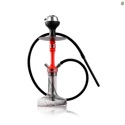Monestry X Hookah - Red Stem / Transparent Glass Base