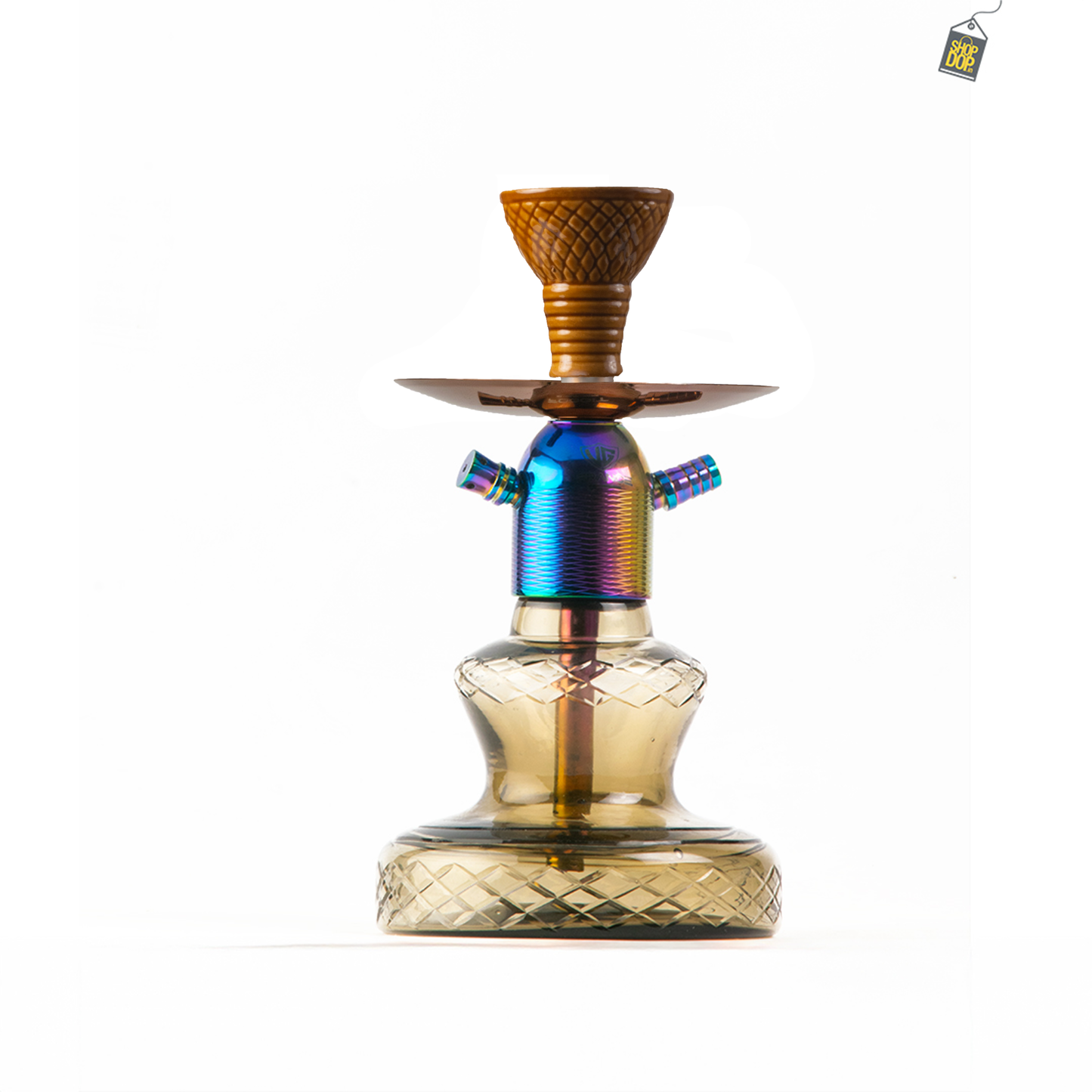 Noddy Hookah - Rainbow Stem / Grey Carafe Base
