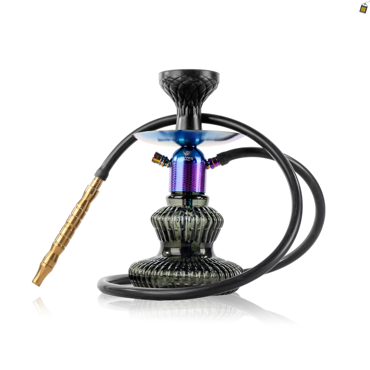 Noddy 2.0 Carafe Hookah - Rainbow Stem / Emerald Green Base