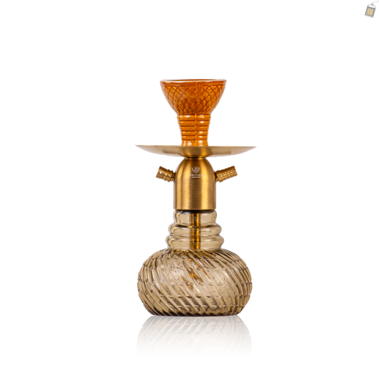 Noddy Hookah - Gold Stem / Grey Spiro Base
