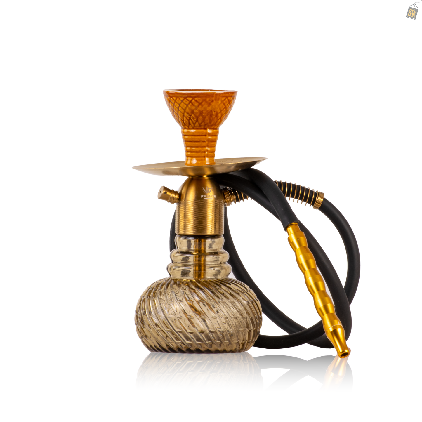 Noddy Hookah - Gold Stem / Grey Spiro Base