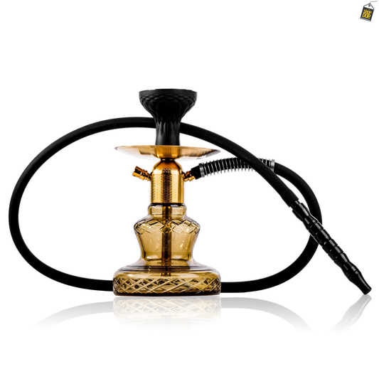 Noddy Hookah - Gold Stem / Grey Carafe Base