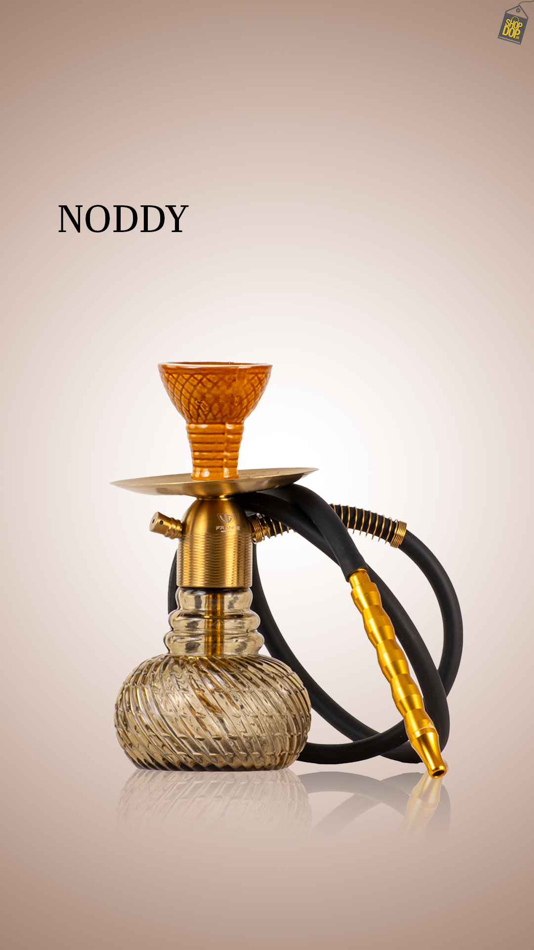 Noddy Hookah - Gold Stem / Grey Spiro Base