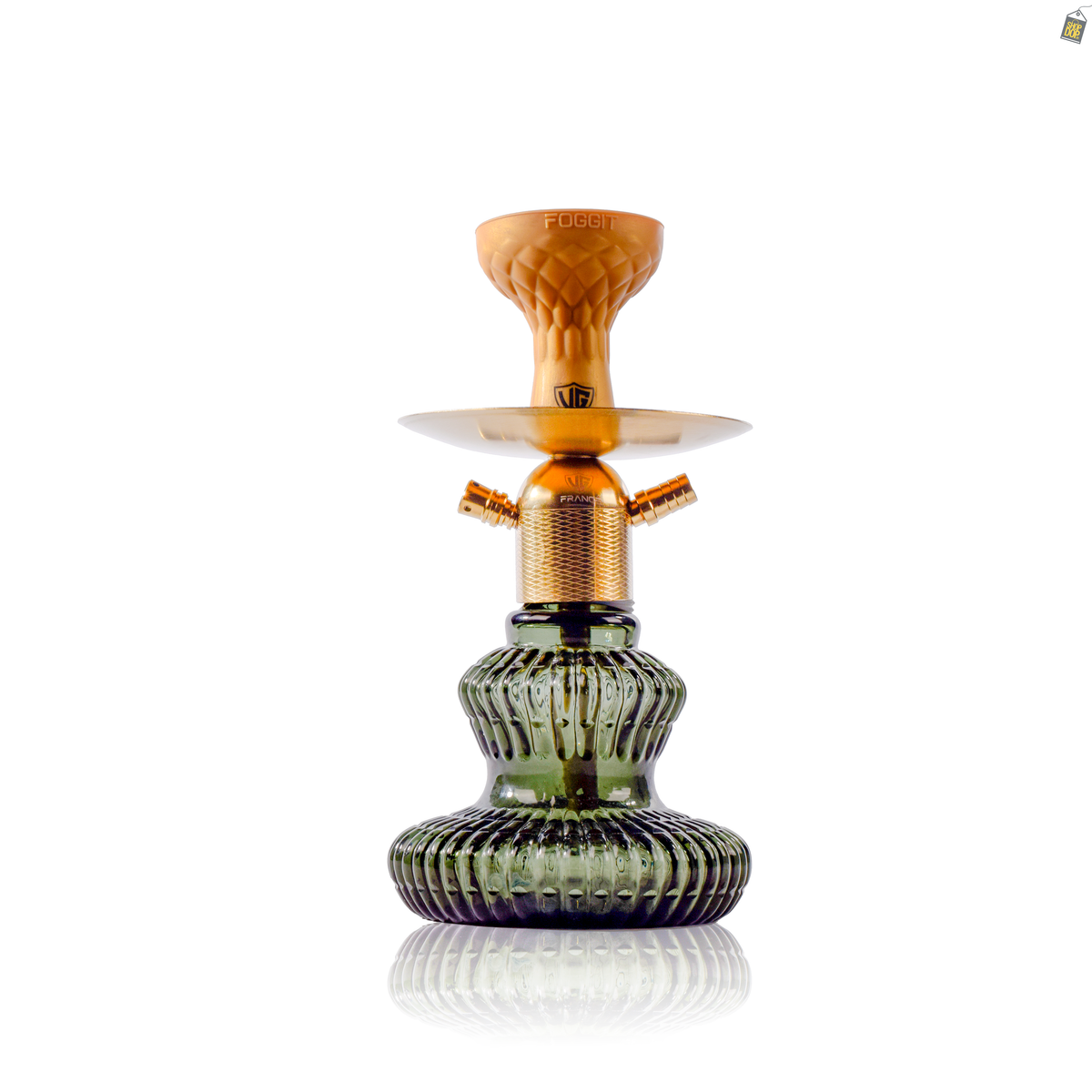 Noddy 2.0 Carafe Hookah - Gold Stem / Emerald Green Base