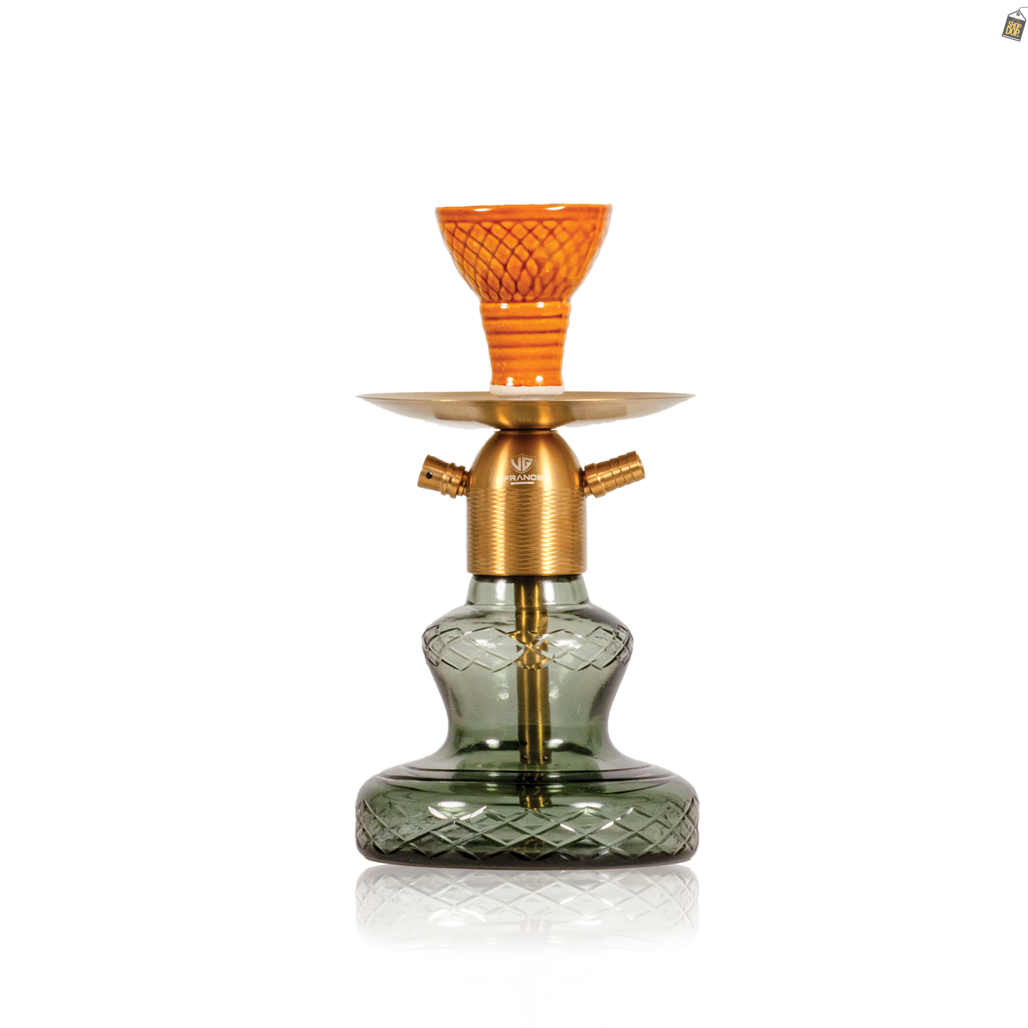 Noddy Carafe Hookah - Gold Stem / Emerald Green Base