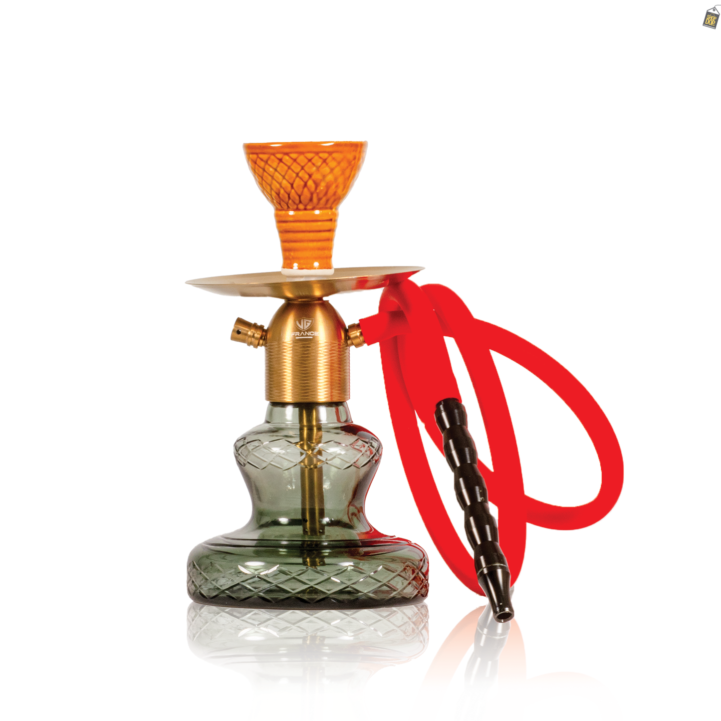 Noddy Carafe Hookah - Gold Stem / Emerald Green Base