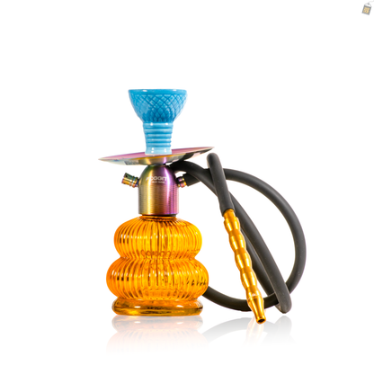 Noddy Dual Spiro Hookah - Rainbow Stem / Amber Base