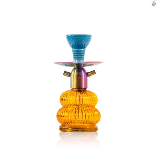 Noddy Dual Spiro Hookah - Rainbow Stem / Amber Base