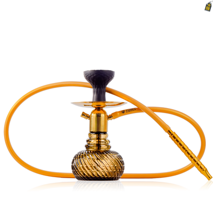 Noddy Hookah - Gold Stem / Grey Spiro Base