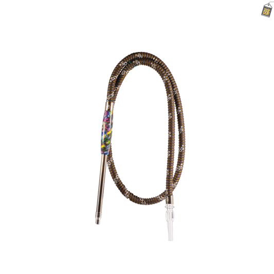 Onyx Long Handle Leather Hookah Pipe - Brown